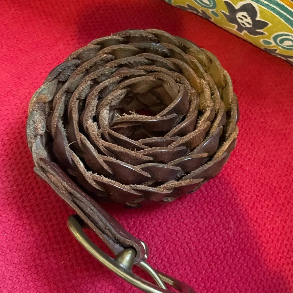 Lucky brand braided brown genuine leather belt 40” - Picture 3 of 5